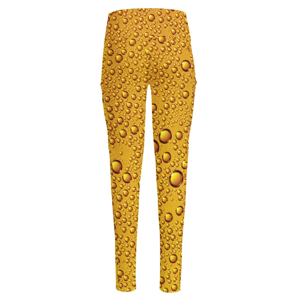 Water Drops On Beer Print High-Waisted Pocket Leggings
