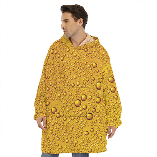 Water Drops On Beer Print Hoodie Blanket