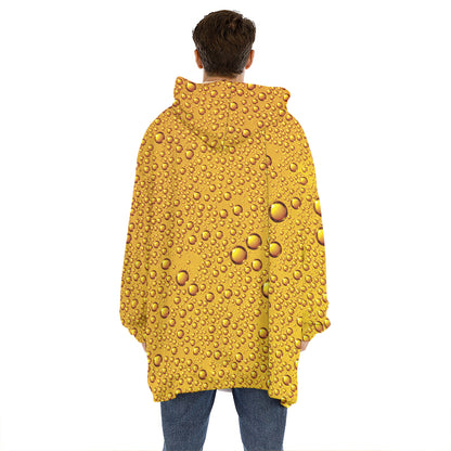 Water Drops On Beer Print Hoodie Blanket