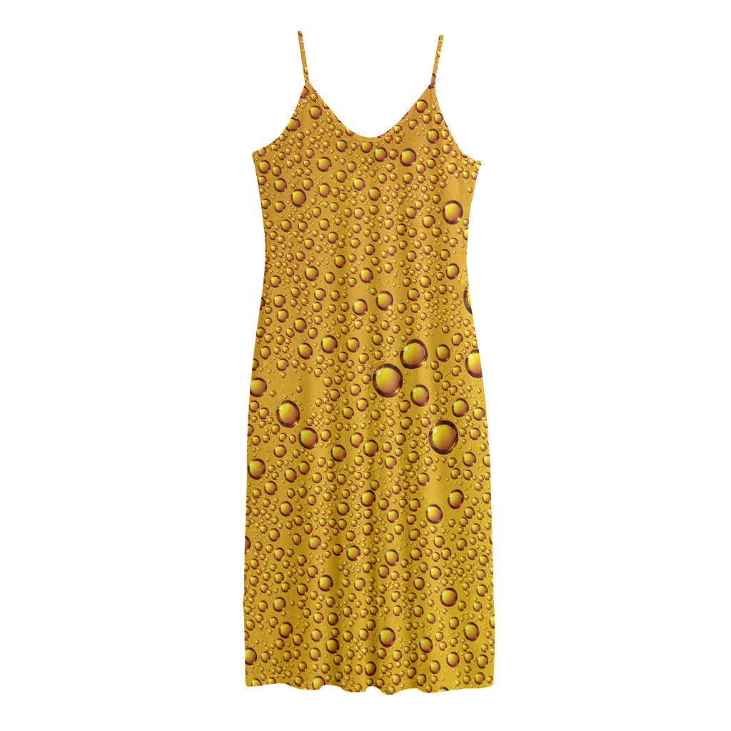 Water Drops On Beer Print Jersey Midi Cami Dress