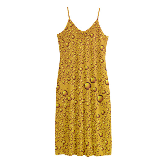Water Drops On Beer Print Jersey Midi Cami Dress