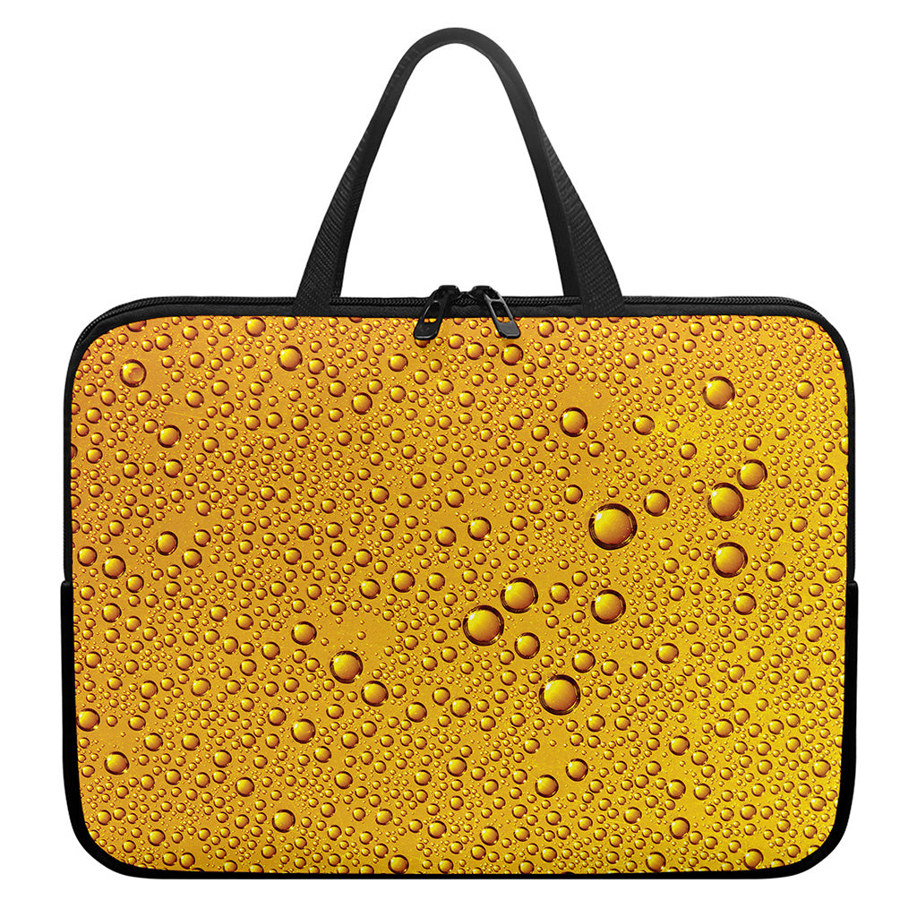 Water Drops On Beer Print Laptop Sleeve With Handle