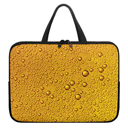 Water Drops On Beer Print Laptop Sleeve With Handle