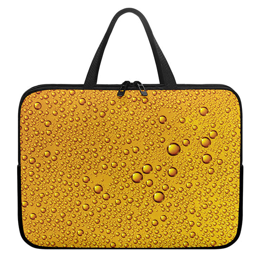 Water Drops On Beer Print Laptop Sleeve With Handle