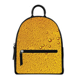 Water Drops On Beer Print Leather Backpack