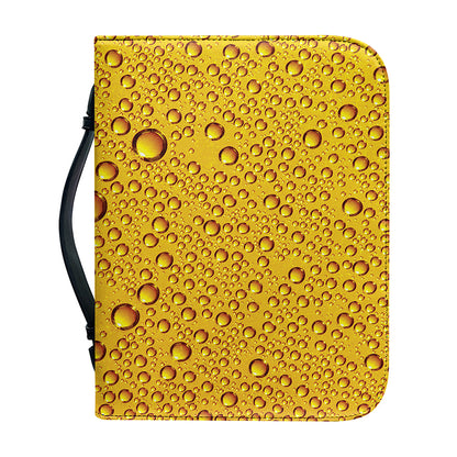 Water Drops On Beer Print Leather Bible Cover