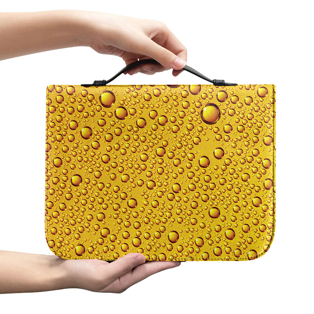 Water Drops On Beer Print Leather Bible Cover