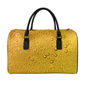 Water Drops On Beer Print Leather Duffel Bag