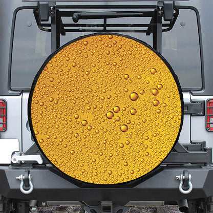 Water Drops On Beer Print Leather Spare Tire Cover