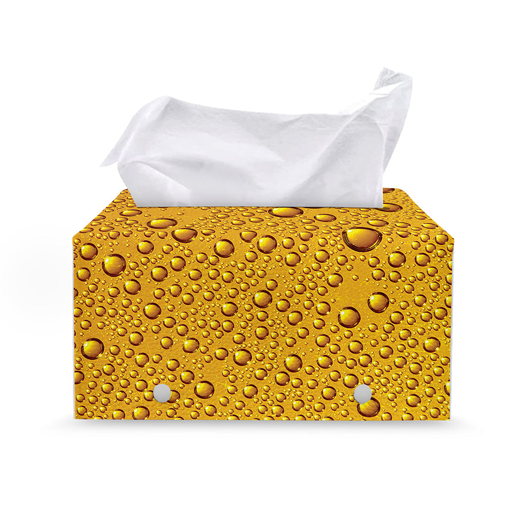 Water Drops On Beer Print Leather Tissue Box Cover