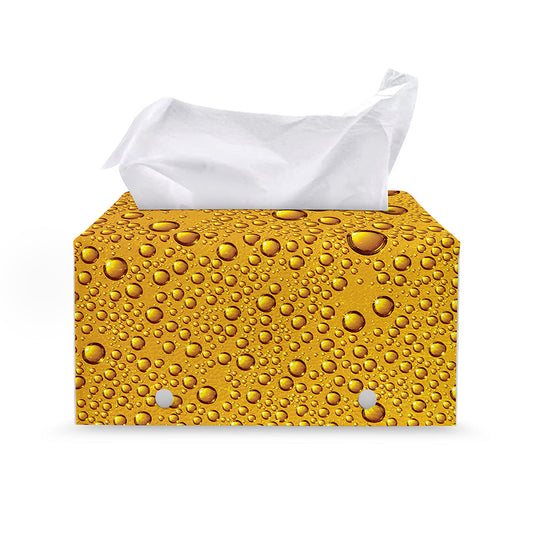 Water Drops On Beer Print Leather Tissue Box Cover