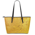 Water Drops On Beer Print Leather Tote Bag With Zipper
