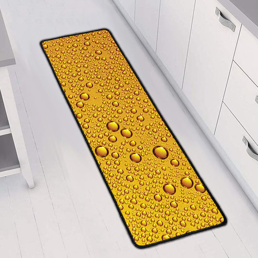 Water Drops On Beer Print Long Kitchen Mat