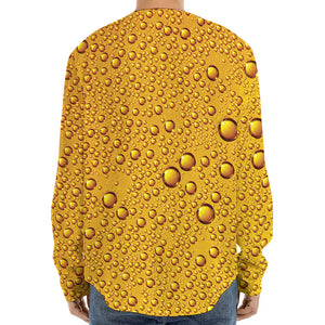 Water Drops On Beer Print Long Sleeve Baseball Jersey