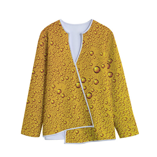 Water Drops On Beer Print Long Sleeve Short Coat