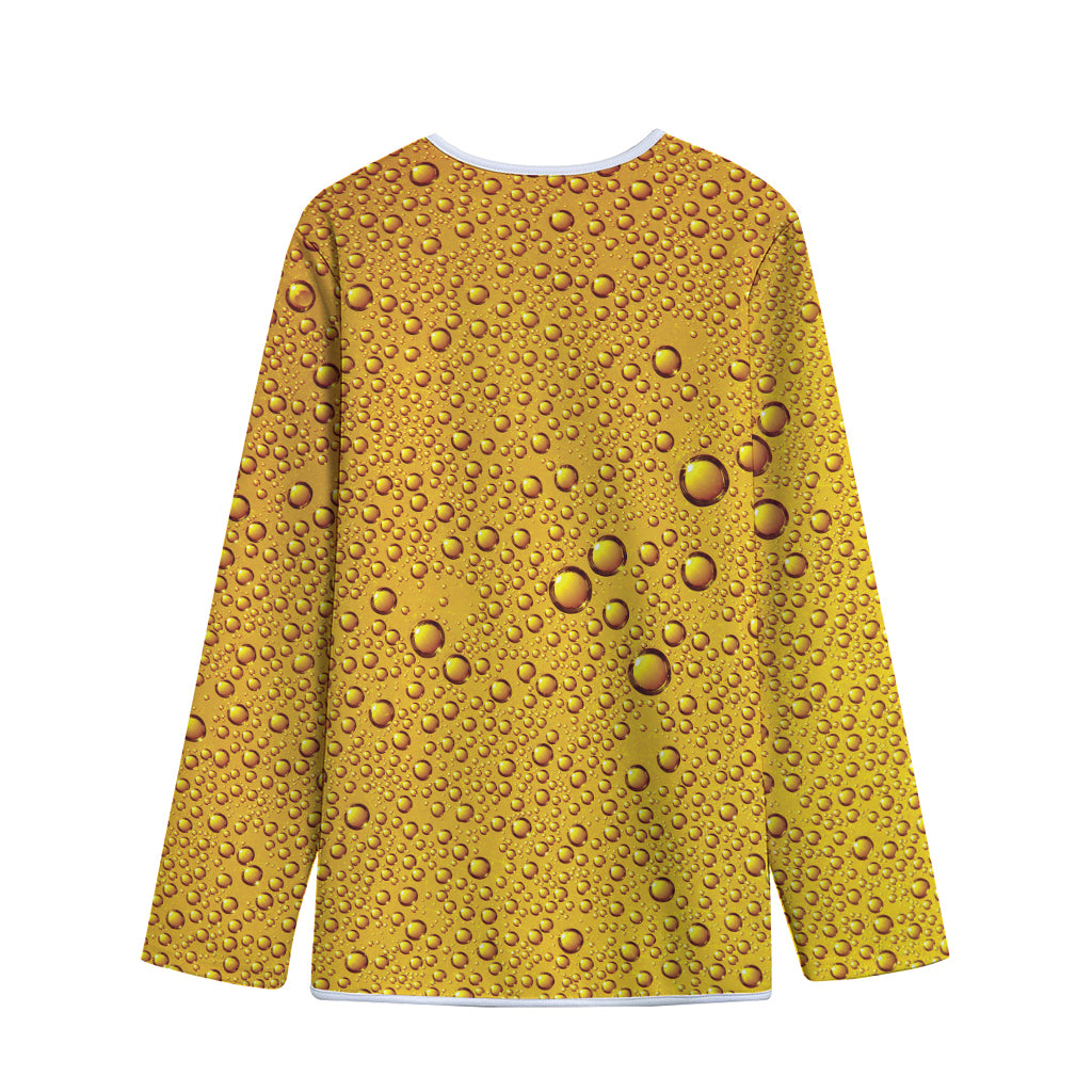 Water Drops On Beer Print Long Sleeve Short Coat