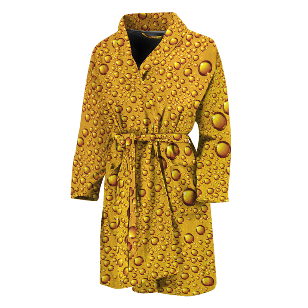 Water Drops On Beer Print Men's Bathrobe