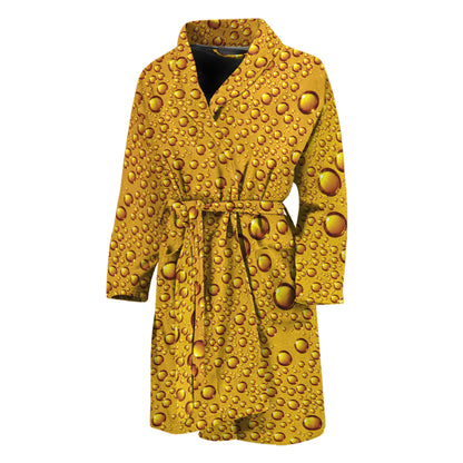 Water Drops On Beer Print Men's Bathrobe