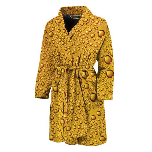 Water Drops On Beer Print Men's Bathrobe