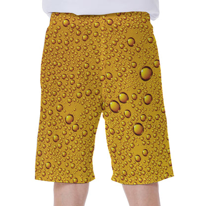 Water Drops On Beer Print Men's Beach Shorts