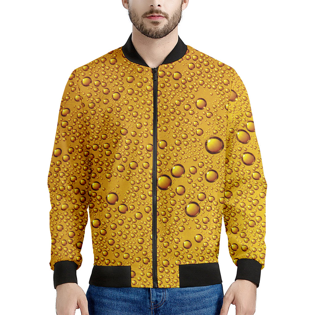 Water Drops On Beer Print Men's Bomber Jacket