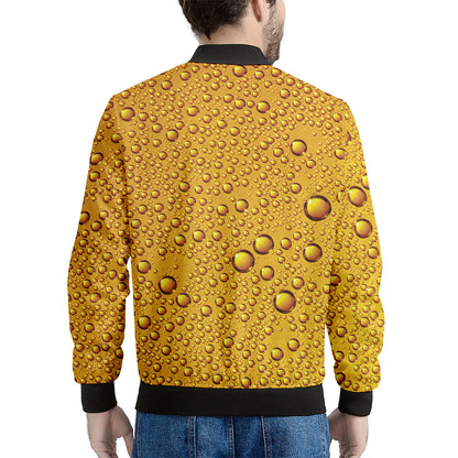 Water Drops On Beer Print Men's Bomber Jacket