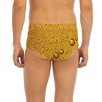 Water Drops On Beer Print Men's Briefs