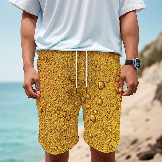 Water Drops On Beer Print Men's Cargo Shorts