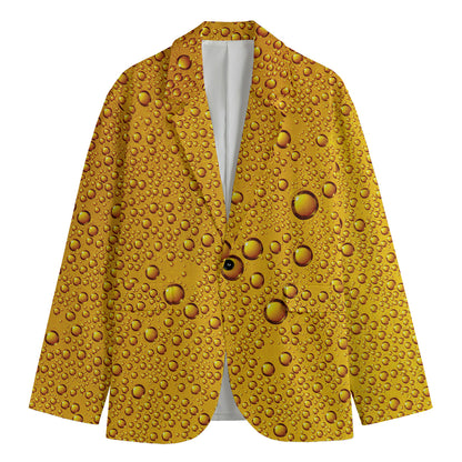 Water Drops On Beer Print Men's Cotton Blazer