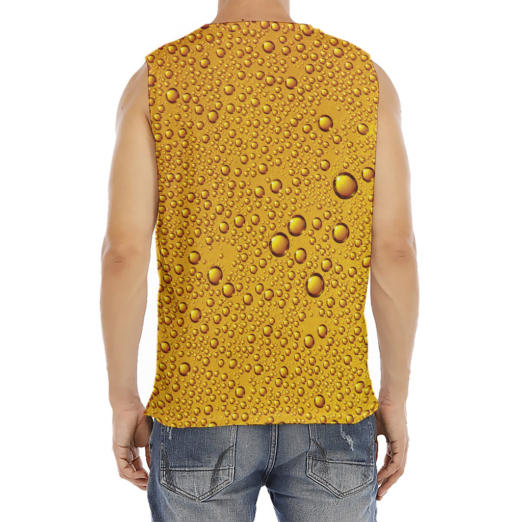 Water Drops On Beer Print Men's Fitness Tank Top