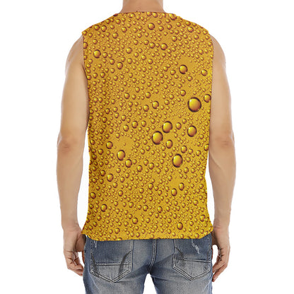 Water Drops On Beer Print Men's Fitness Tank Top