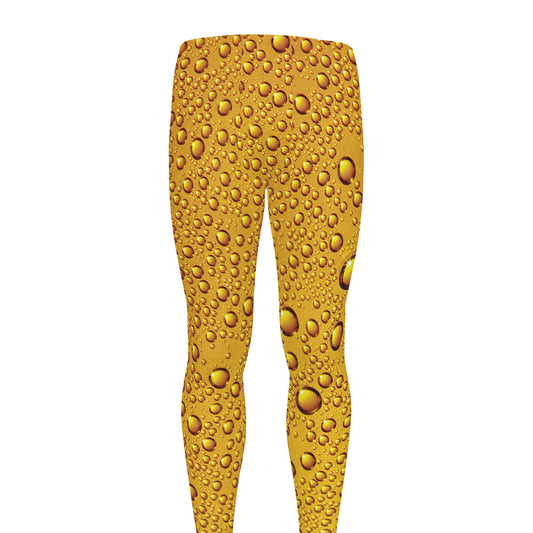Water Drops On Beer Print Men's leggings