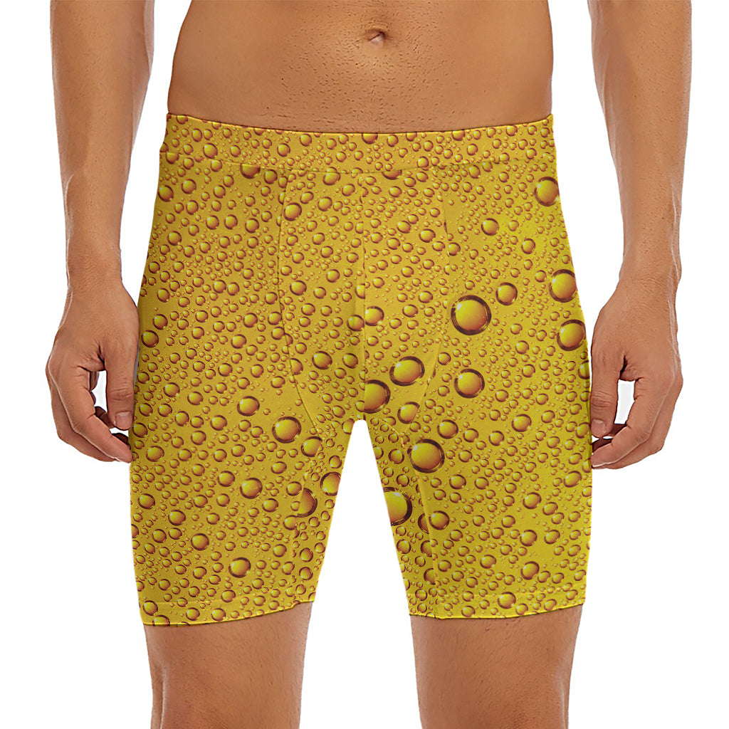 Water Drops On Beer Print Men's Long Boxer Briefs