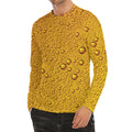 Water Drops On Beer Print Men's Long Sleeve Rash Guard