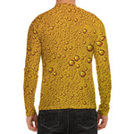 Water Drops On Beer Print Men's Long Sleeve Rash Guard