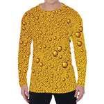Water Drops On Beer Print Men's Long Sleeve T-Shirt