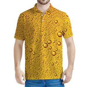 Water Drops On Beer Print Men's Polo Shirt