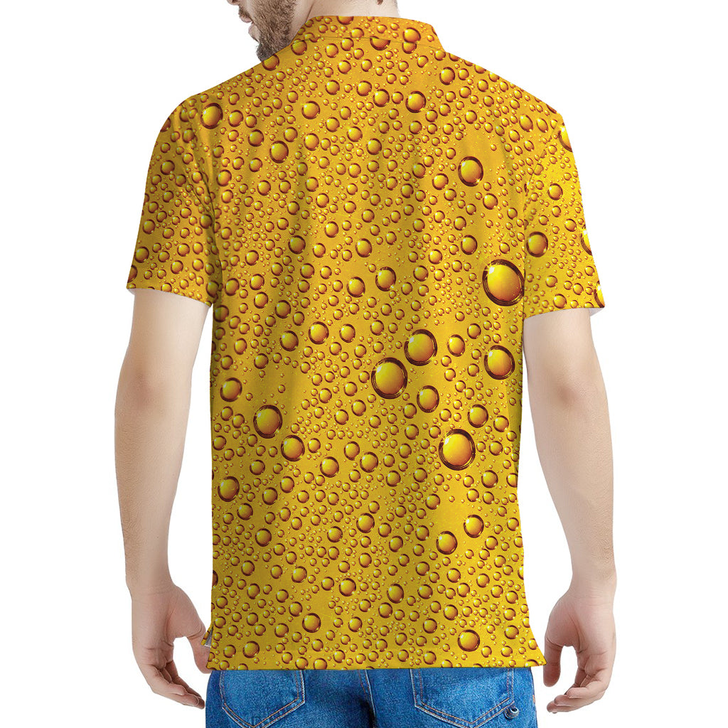 Water Drops On Beer Print Men's Polo Shirt