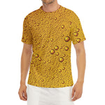 Water Drops On Beer Print Men's Short Sleeve Rash Guard