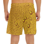 Water Drops On Beer Print Men's Split Running Shorts