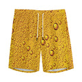 Water Drops On Beer Print Men's Athletic Shorts