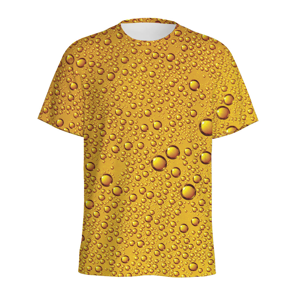 Water Drops On Beer Print Men's Sports T-Shirt