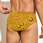 Water Drops On Beer Print Men's Swim Briefs