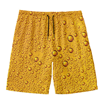 Water Drops On Beer Print Men's Swim Trunks