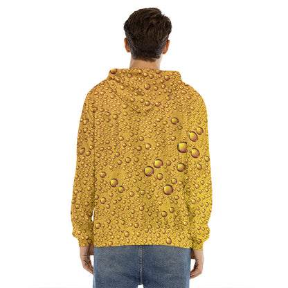 Water Drops On Beer Print Men's Velvet Pullover Hoodie