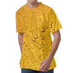 Water Drops On Beer Print Men's Velvet T-Shirt