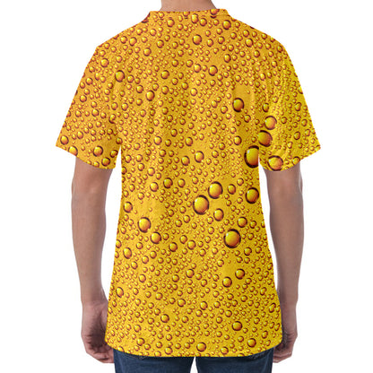 Water Drops On Beer Print Men's Velvet T-Shirt