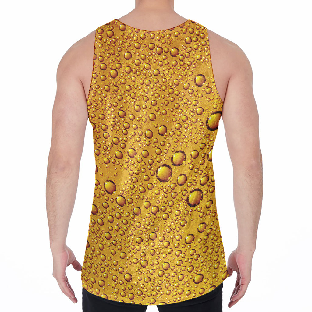 Water Drops On Beer Print Men's Velvet Tank Top