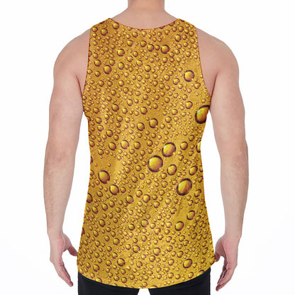 Water Drops On Beer Print Men's Velvet Tank Top