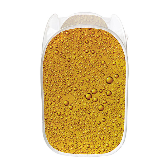 Water Drops On Beer Print Mesh Laundry Hamper